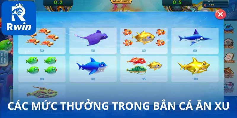 Các mức thưởng trong bắn cá ăn xu