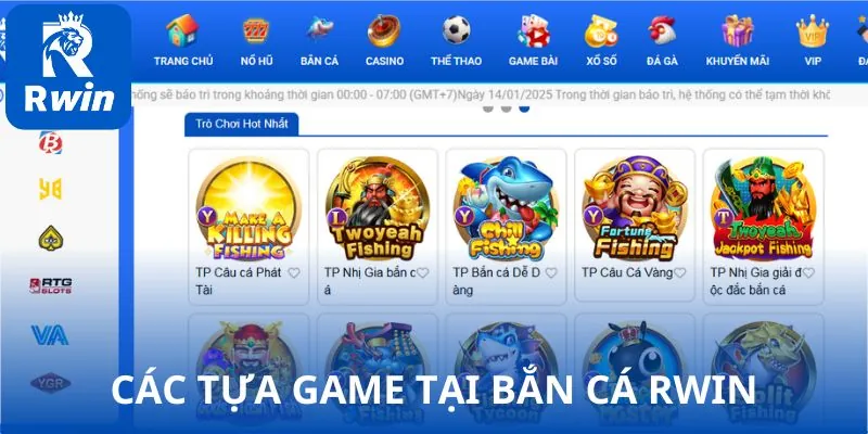 Các tựa game tại bắn cá RWIN