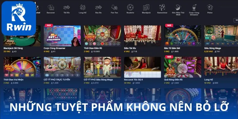 Điểm danh game hot như Xóc Đĩa, Baccarat, Roulette tại sảnh